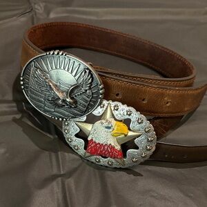 Brown Leather Belts with Decorative Buckles little boys size 22